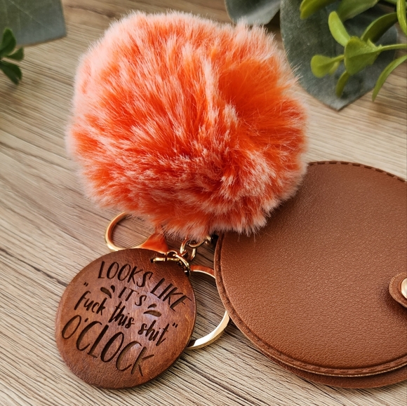 Mirror Keychain and Puff with Laser Engraved Charm - Picture 8 of 9